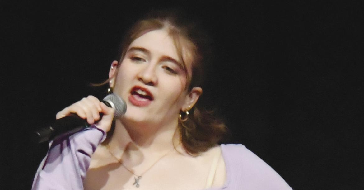 LAUREN SLADEK gave a solo performance of Won’t Say I’m in Love, from Hercules, during last week’s variety show at St. Paul Public Schools.